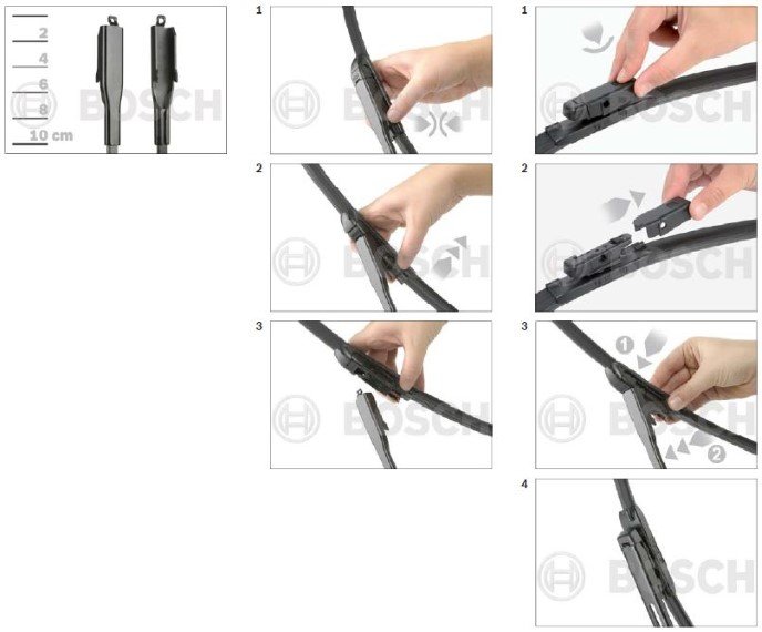 nieuwe flatblade Bosch Aerotwin ruitenwissers met een klemmende aansluiting