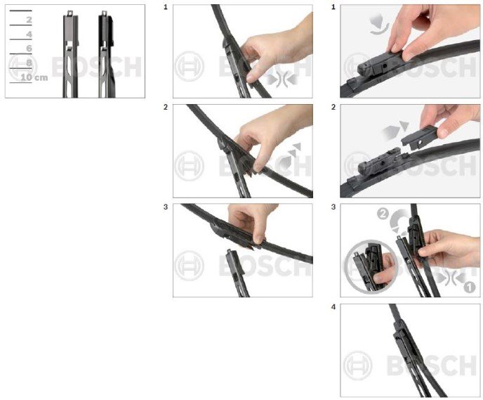 nieuwe flatblade Bosch Aerotwin ruitenwissers met een klemmende aansluiting